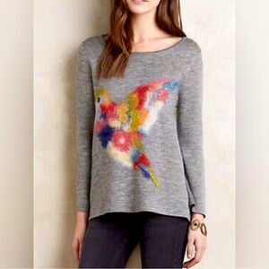 Anthropologie Starla Halfmann Fly Away Sweater Hummingbird Wool Blend